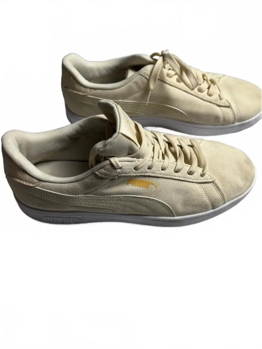 Puma Suede Classic Sneakers in Cream with Gold Logo